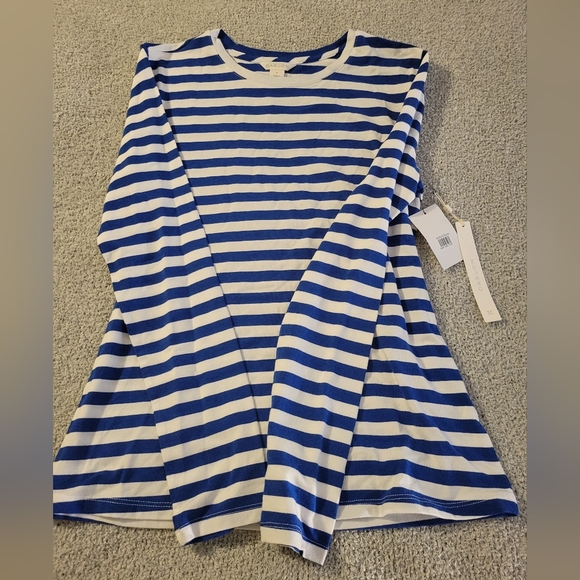 Caslon Nautical Blue and White Striped Top Size Small NWT - Picture 1 of 4